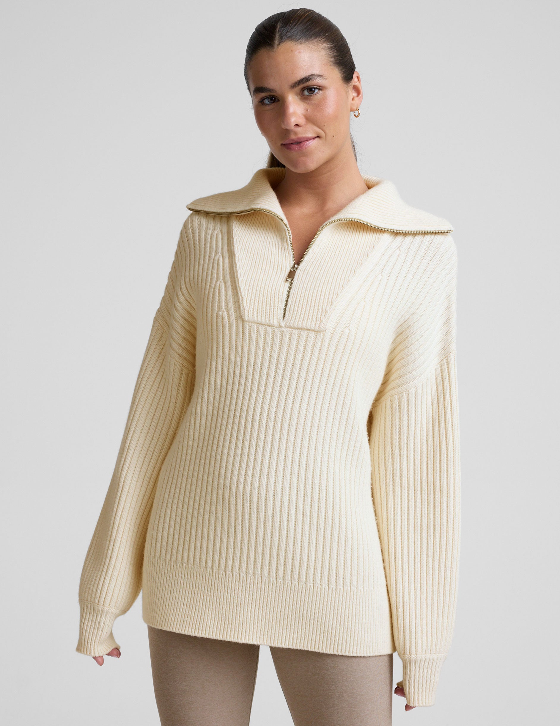 Wool Blend Collared Pullover - Ivory