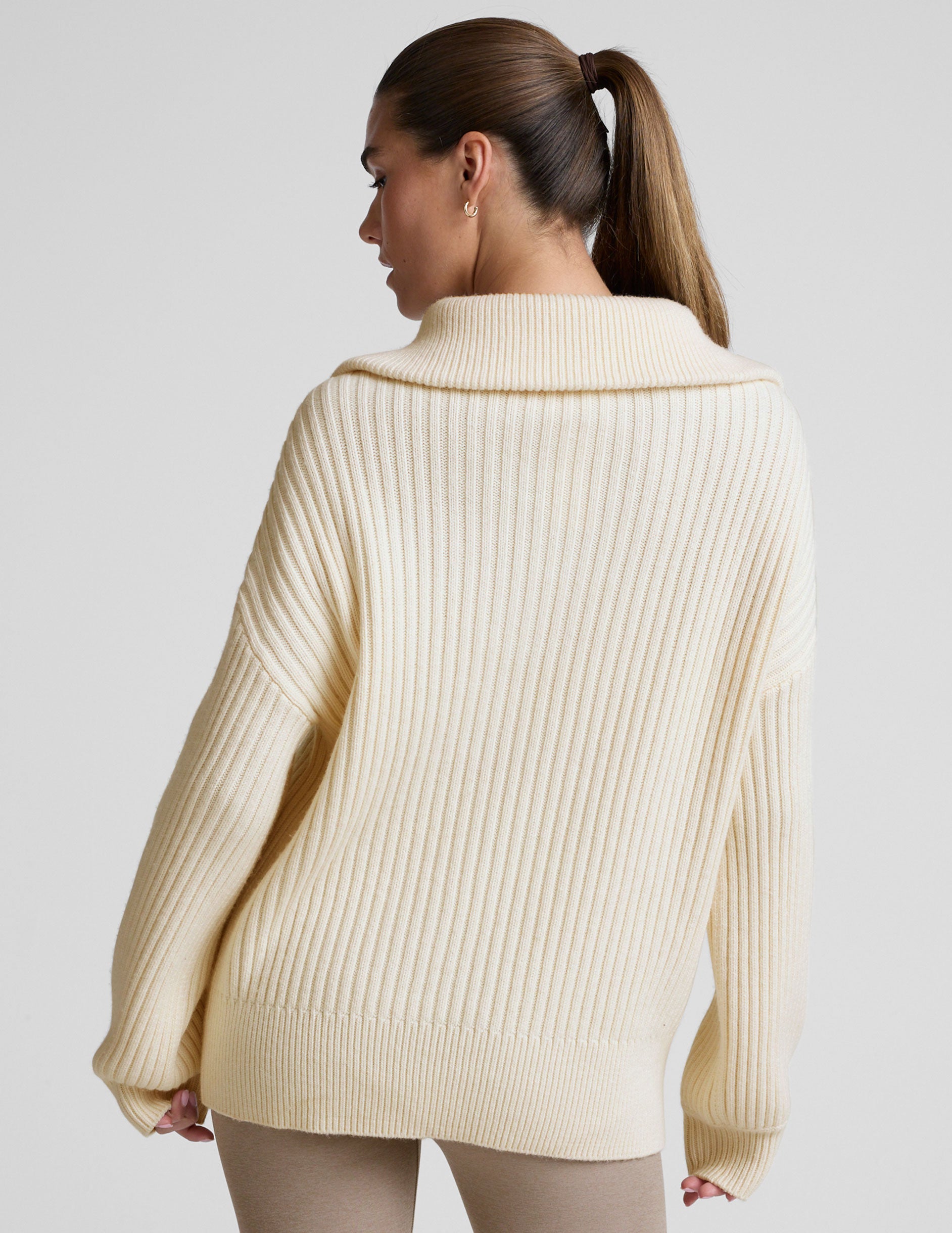Wool Blend Collared Pullover - Ivory