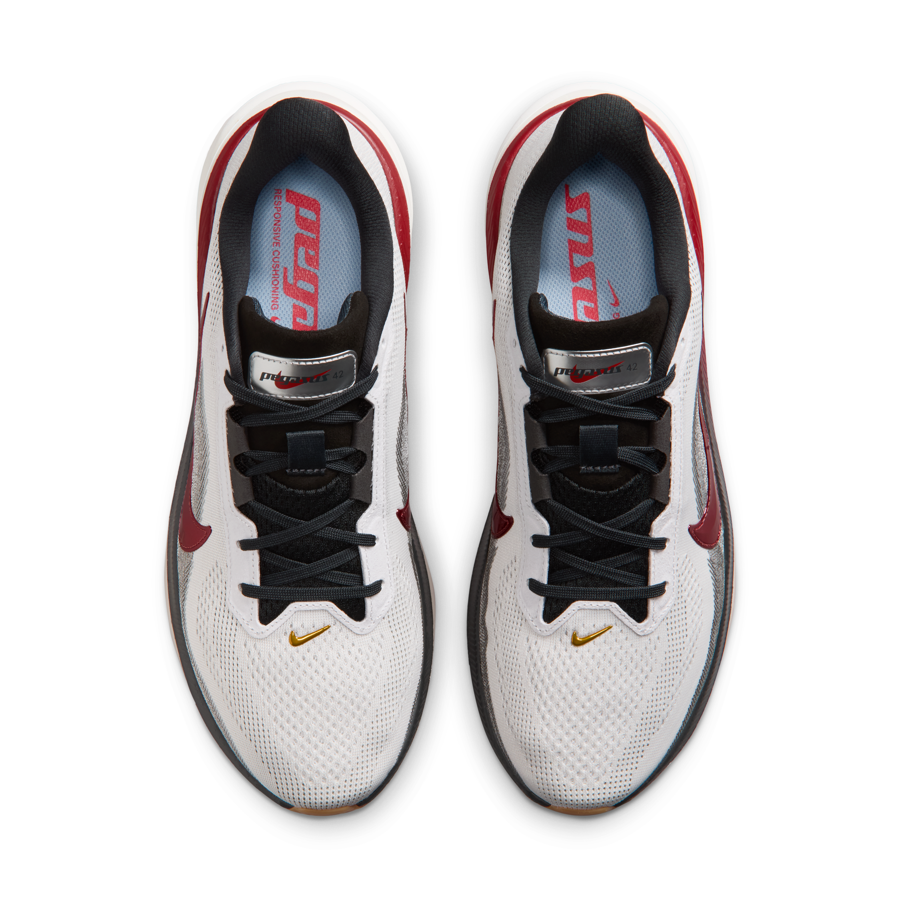 Nike Pegasus 42 Men's Road Running Shoes — Summit White/Off Noir/Light Iron Ore/Fusion Red — Regular