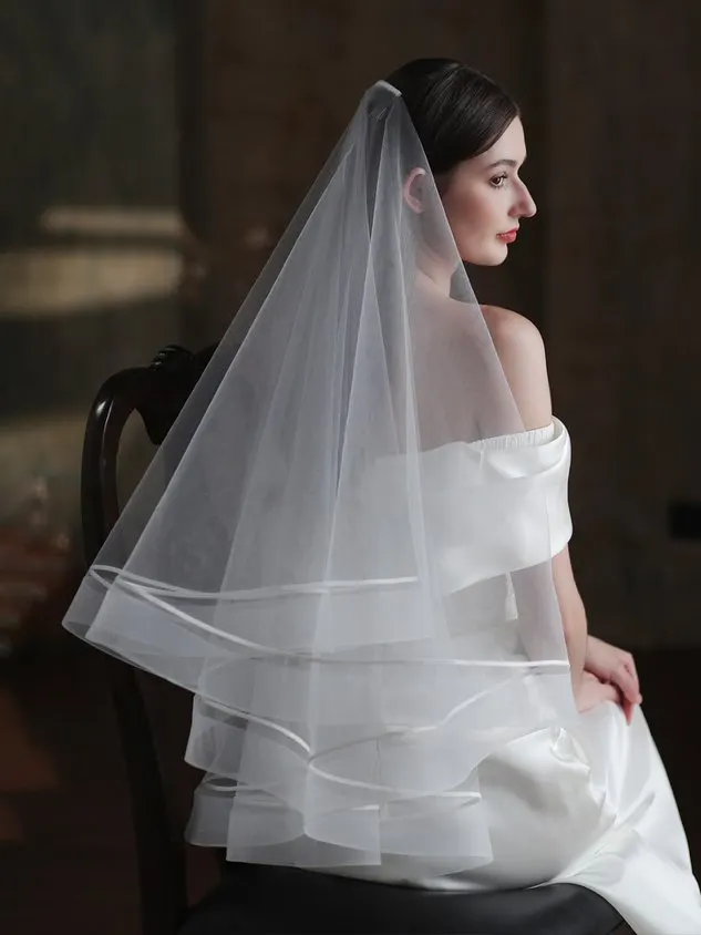 Women's Double-layer Elastic Mesh Edge Hair Comb Bridal Veil