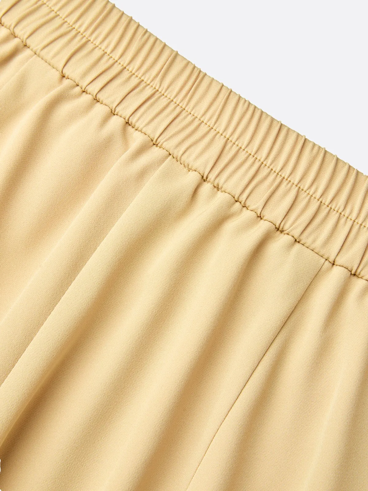 Women Yellow Buckle Ruched One Shoulder Sleeveless Dressy Top With Pants Two-Piece Set