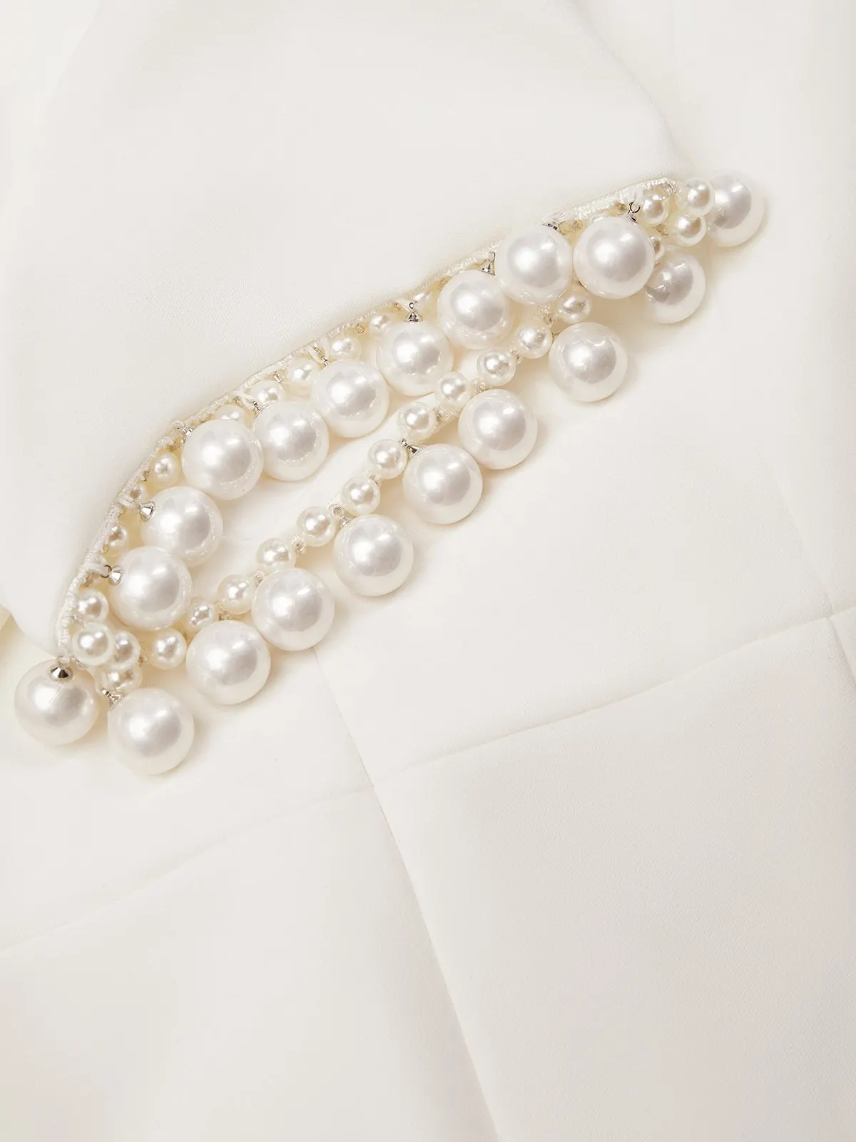 White Faux Pearl Knot Front Classic Boat Neck Short Sleeve Sheath Midi Dress