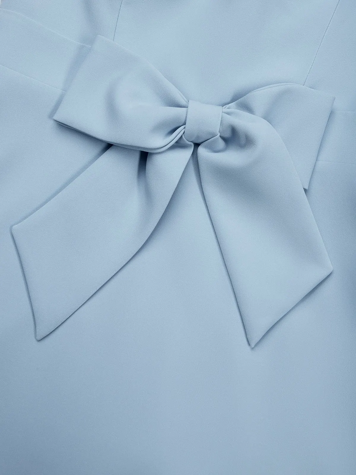 Light Blue Bow Lace Classic Sweetheart Neckline Sleeveless Mermaid Maxi Dress