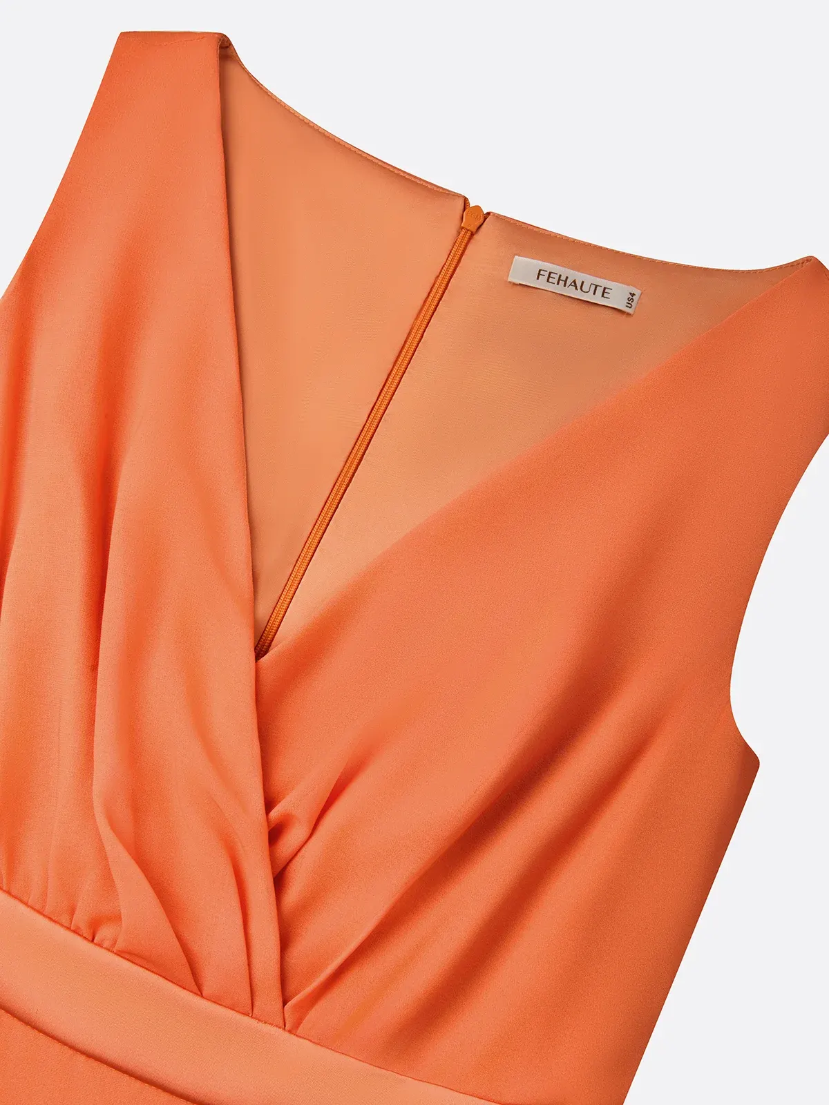 Orange Floral Chiffon V Neck Sleeveless A-Line Maxi Dress