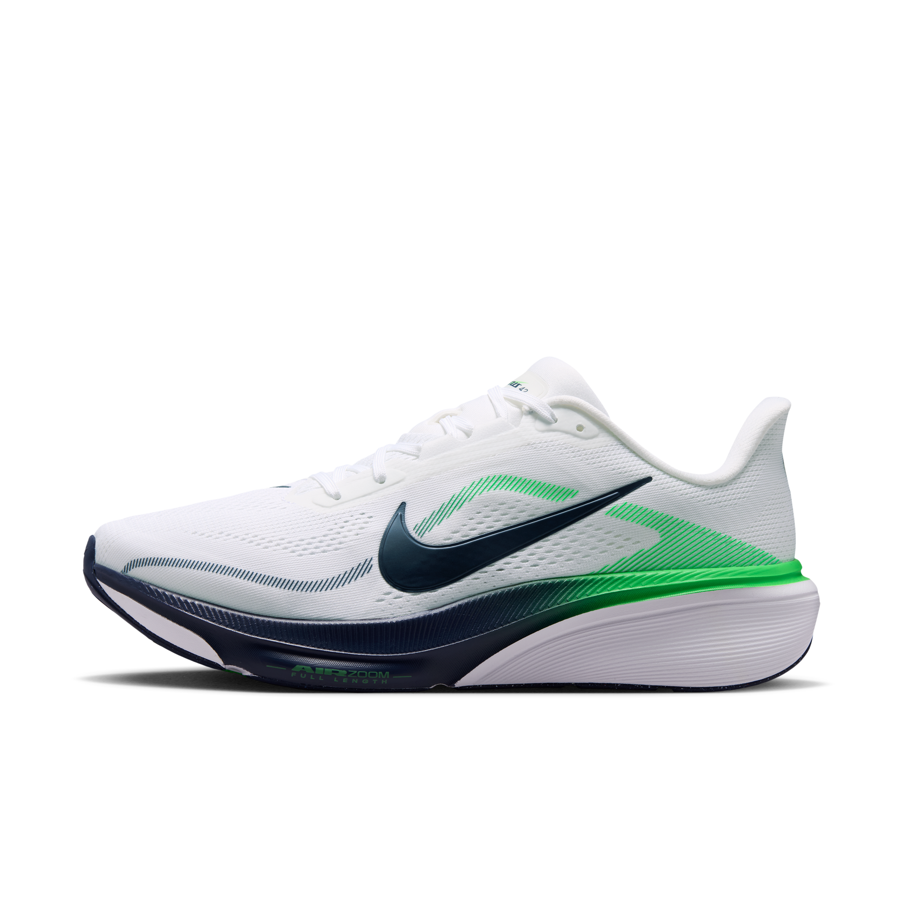 Nike Pegasus 42 Men's Road Running Shoes — White/Green Spark/Midnight Navy — Regular