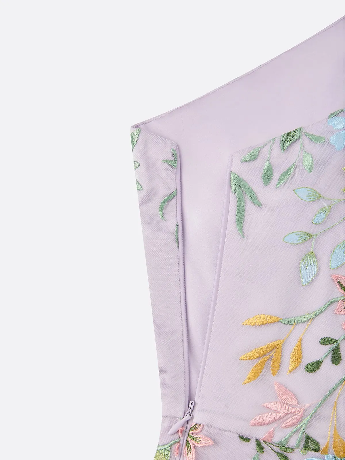 Light Purple Floral Embroidered Classic One Shoulder Sleeveless A-Line Floor-length Gown Dress