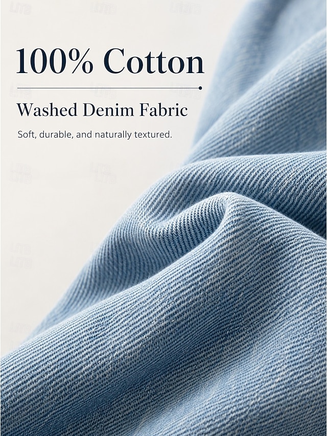 Women's Denim Blouse Denim Shirt Henley Shirt Patchwork Plain Vintage Fashion Stylish Long Sleeve Turndown Long Tops Casual Beach Blue Khaki Red Spring Fall Winter - Red