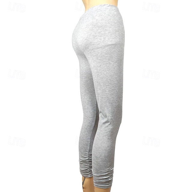 Women's Pants Trousers Leggings Cozy Leggings Streetwear Casual Full Length Natural Plain Elastic Waist Comfy Outdoor Comfortable Outdoor Athleisure Holiday Magenta Dark Grey Lake blue Wine Fall - Light Grey