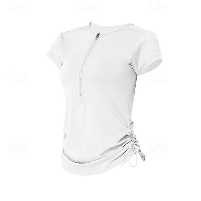 Women's Solid Colored Workout Tee Workout Tops Elastic Sweat-Wicking Breathable Tennis Pickleball Yoga Crew Neck Top White Pink Blue Tennis Clothing - White
