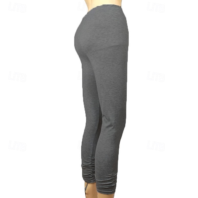 Women's Pants Trousers Leggings Cozy Leggings Streetwear Casual Full Length Natural Plain Elastic Waist Comfy Outdoor Comfortable Outdoor Athleisure Holiday Magenta Dark Grey Lake blue Wine Fall - Dark Grey