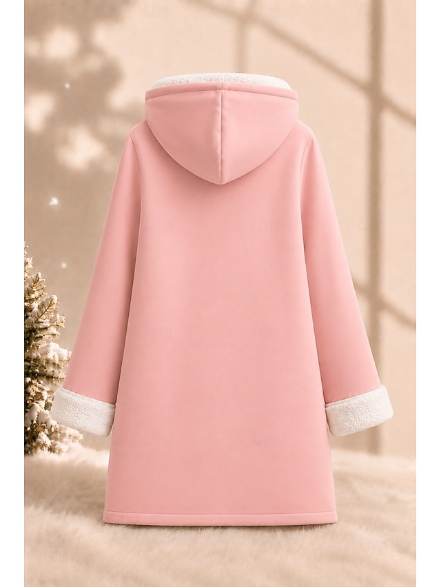 Women's Pullover Hoodie Sweatshirt Print Graphic Animal Warm Fashion Modern Long Sleeve Hooded Long Tops Casual Street Blue Light Pink Pink Red Gray Fall Winter - Light Pink