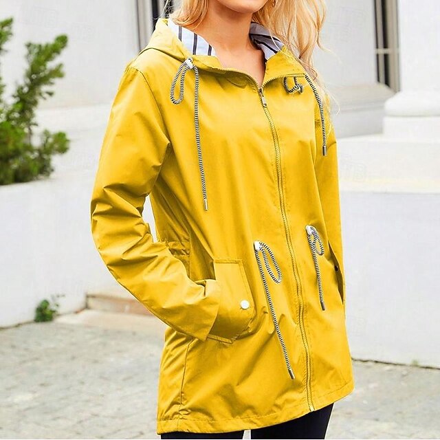 Women's Hiking Raincoat Raincoat Outdoor Waterproof Quick Dry Lightweight Jacket Camping / Hiking / Caving Traveling Blue Black Yellow Pink Red - Yellow
