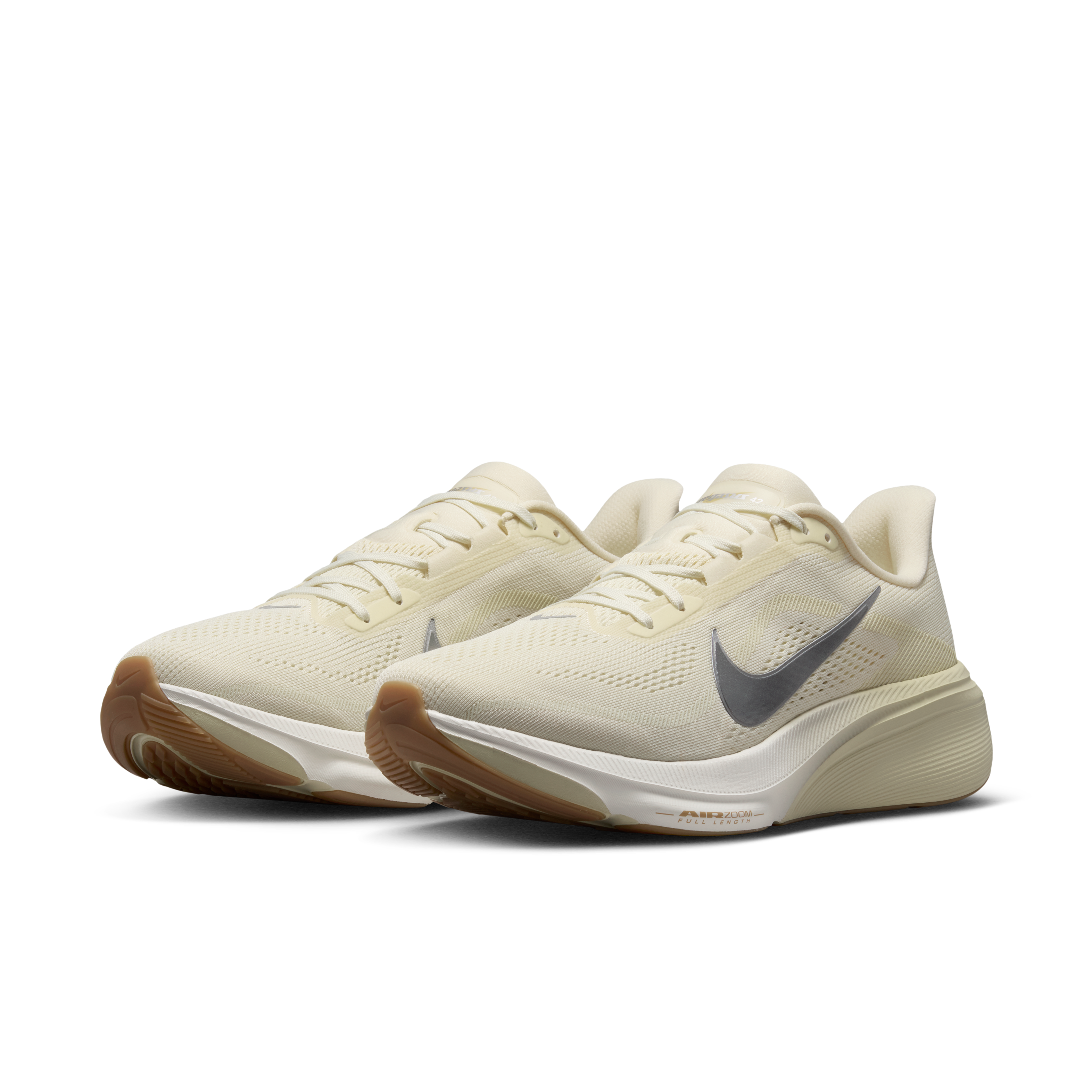 Nike Pegasus 42 Men's Road Running Shoes — Coconut Milk/Light Khaki/Gum Light Brown/Metallic Silver — Regular