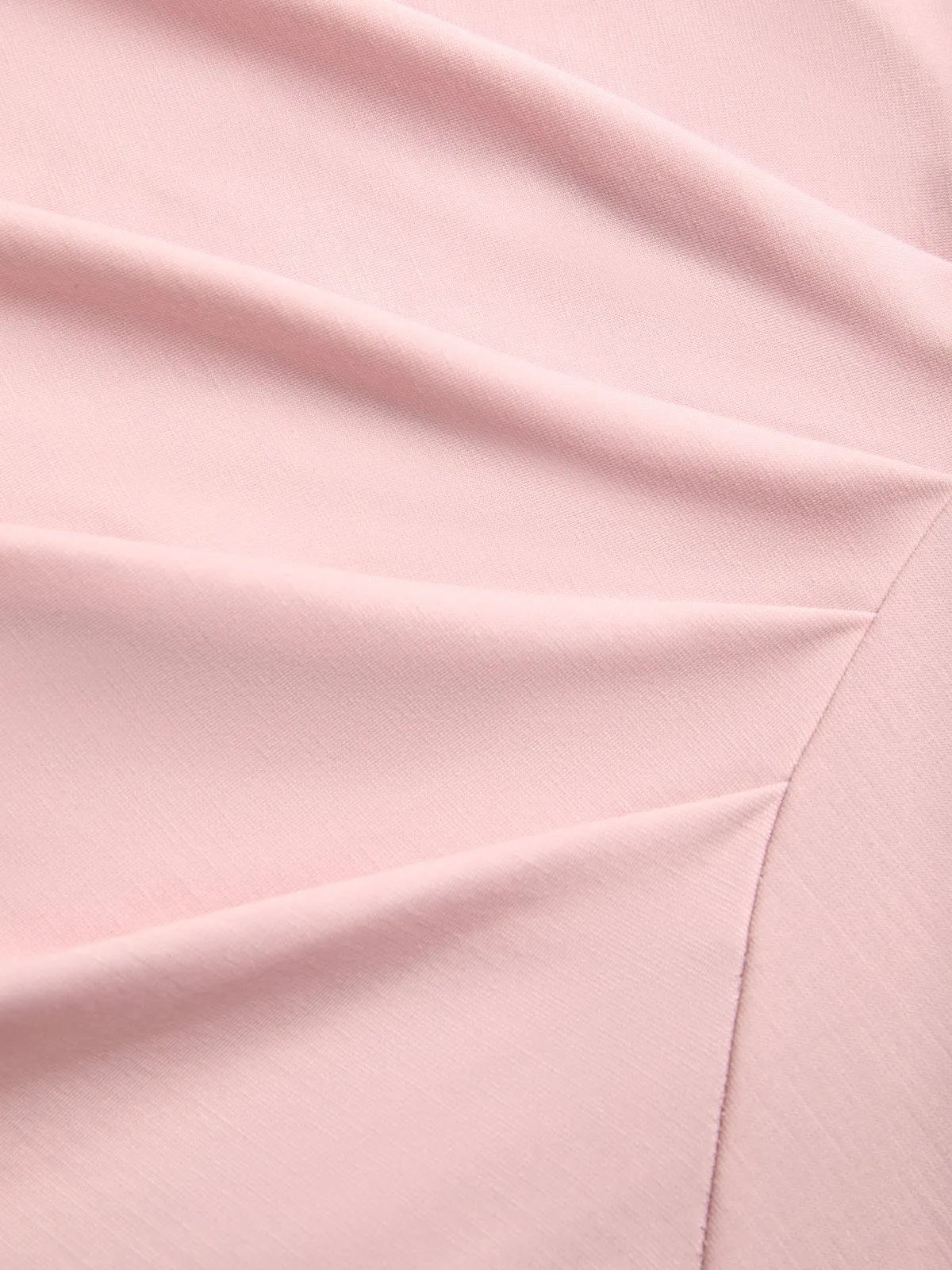 Dusty Pink 3D Rosette Shoulder Ruched Midi Bridesmaid Dress