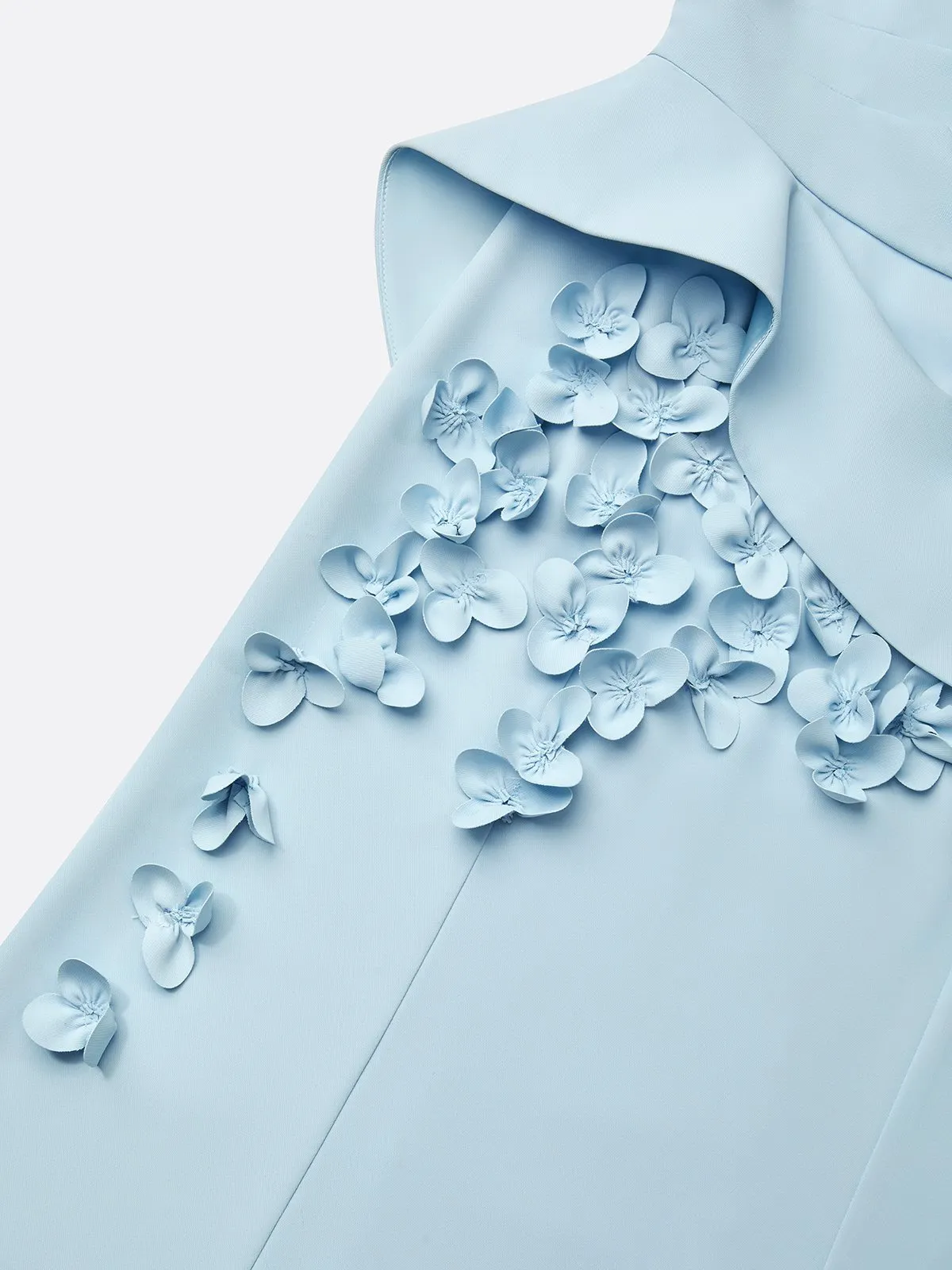 Light Blue Peplum Floral Appliqué Maxi Mother of the Bride Dress