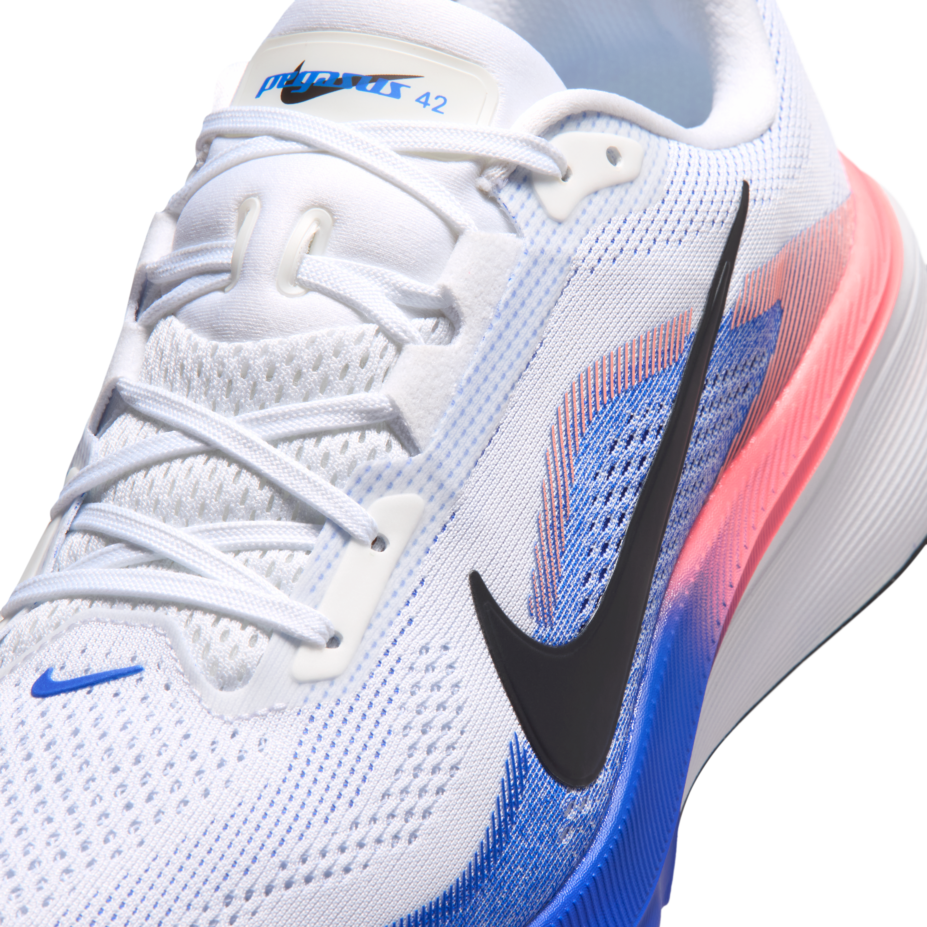 Nike Pegasus 42 Men's Road Running Shoes — White/Racer Blue/Atomic Pink/Black — Regular