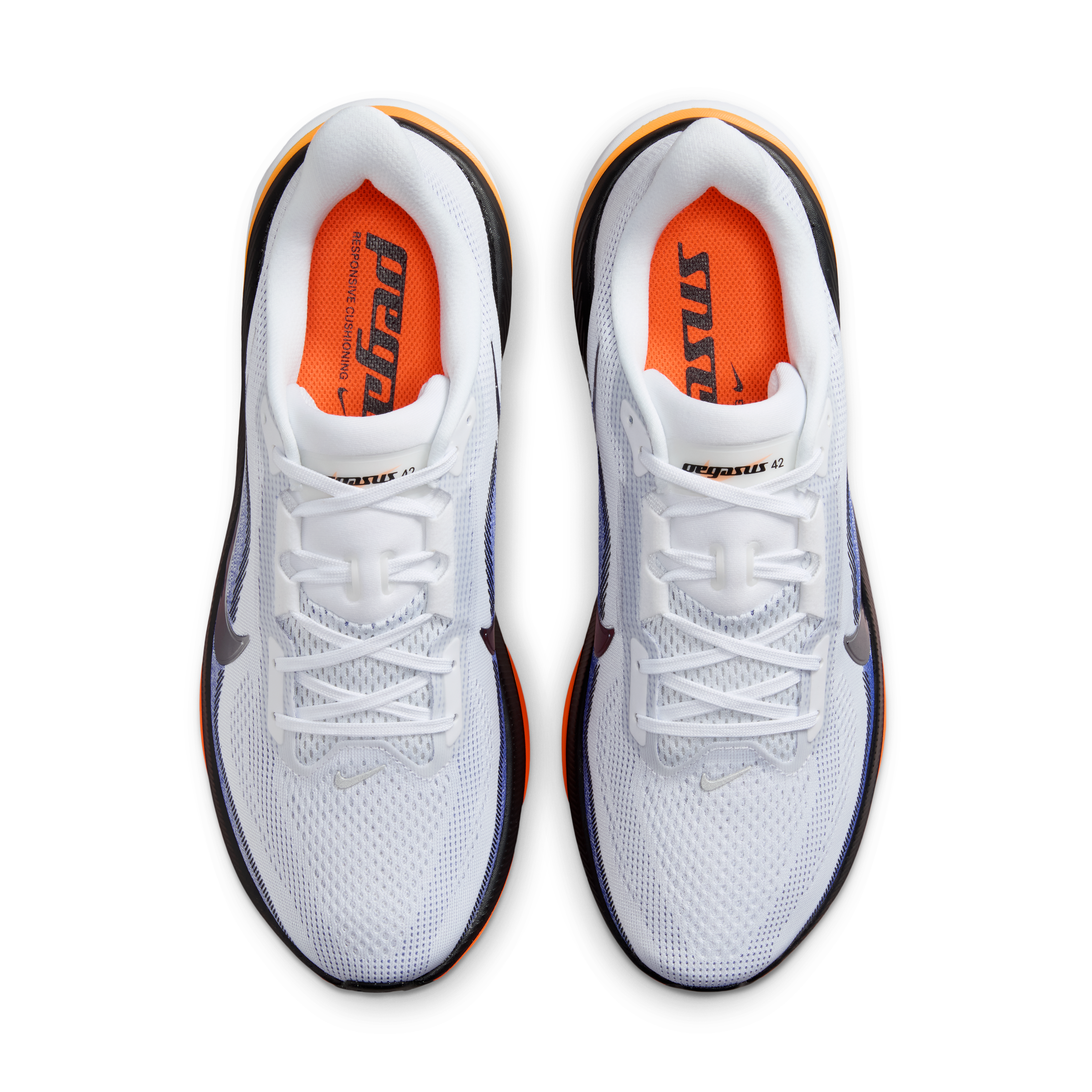 Nike Pegasus 42 Men's Road Running Shoes — White/Lapis/Total Orange/Metallic Silver — Regular
