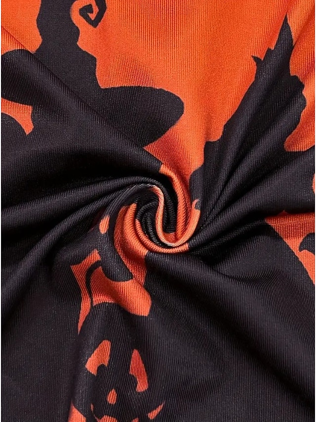 Halloween Women's Giant Skull 3D Bone Cage Print Kimono Cardigan Lightweight Collarless Open Front 3/4 Sleeve Long Cover Up White Gray - Orange