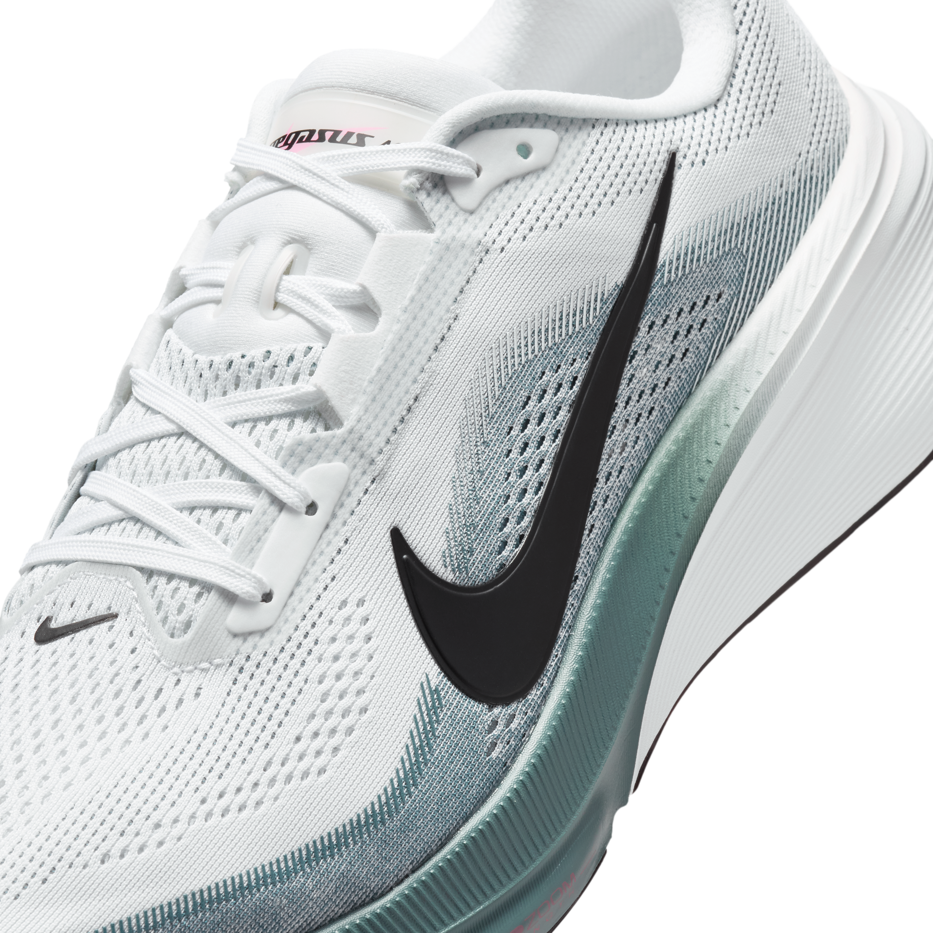 Nike Pegasus 42 Men's Road Running Shoes — White/Mineral Slate/Hyper Pink/Black — Regular
