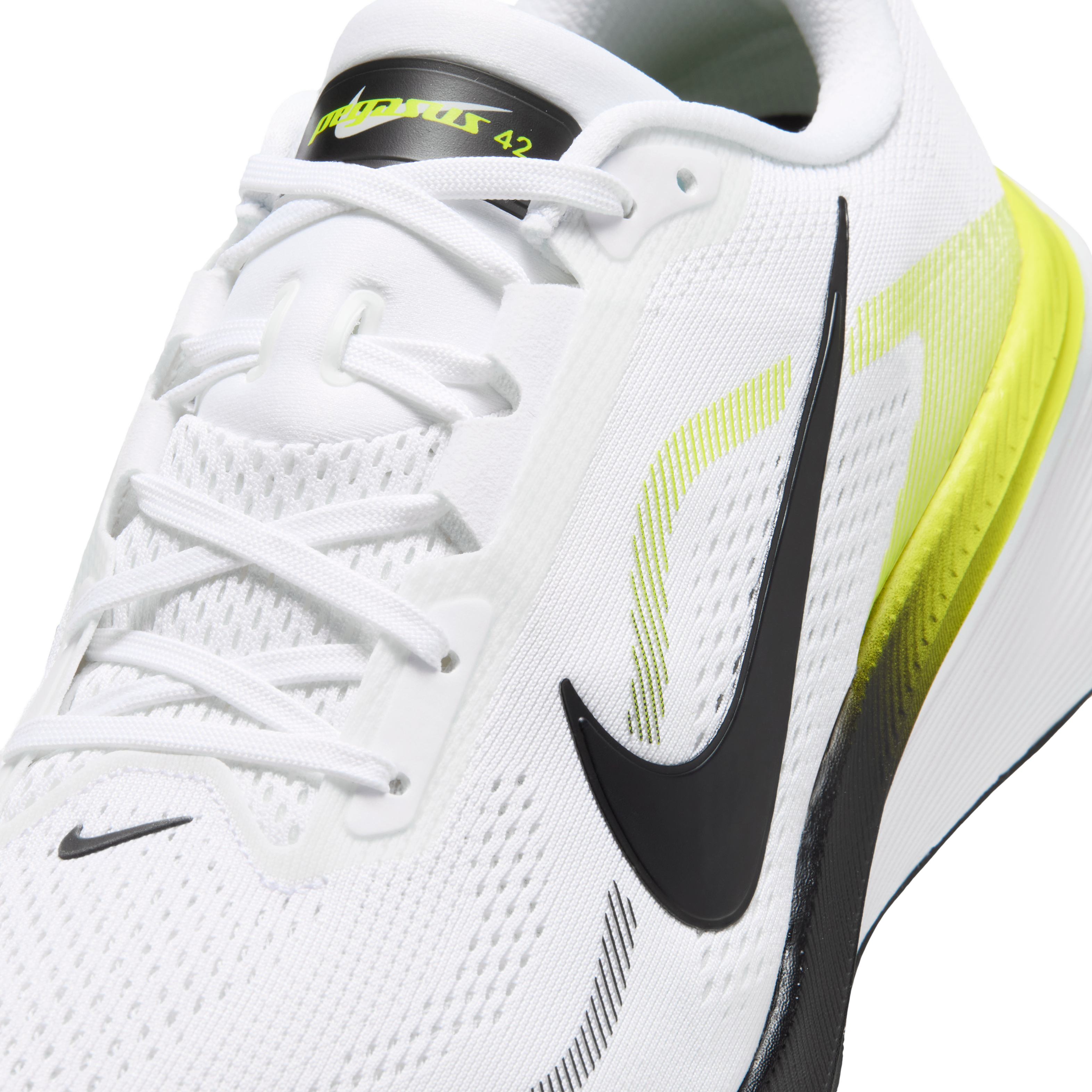 Nike Pegasus 42 Men's Road Running Shoes (Wide) — White/Lemon Venom/White/Black — Wide
