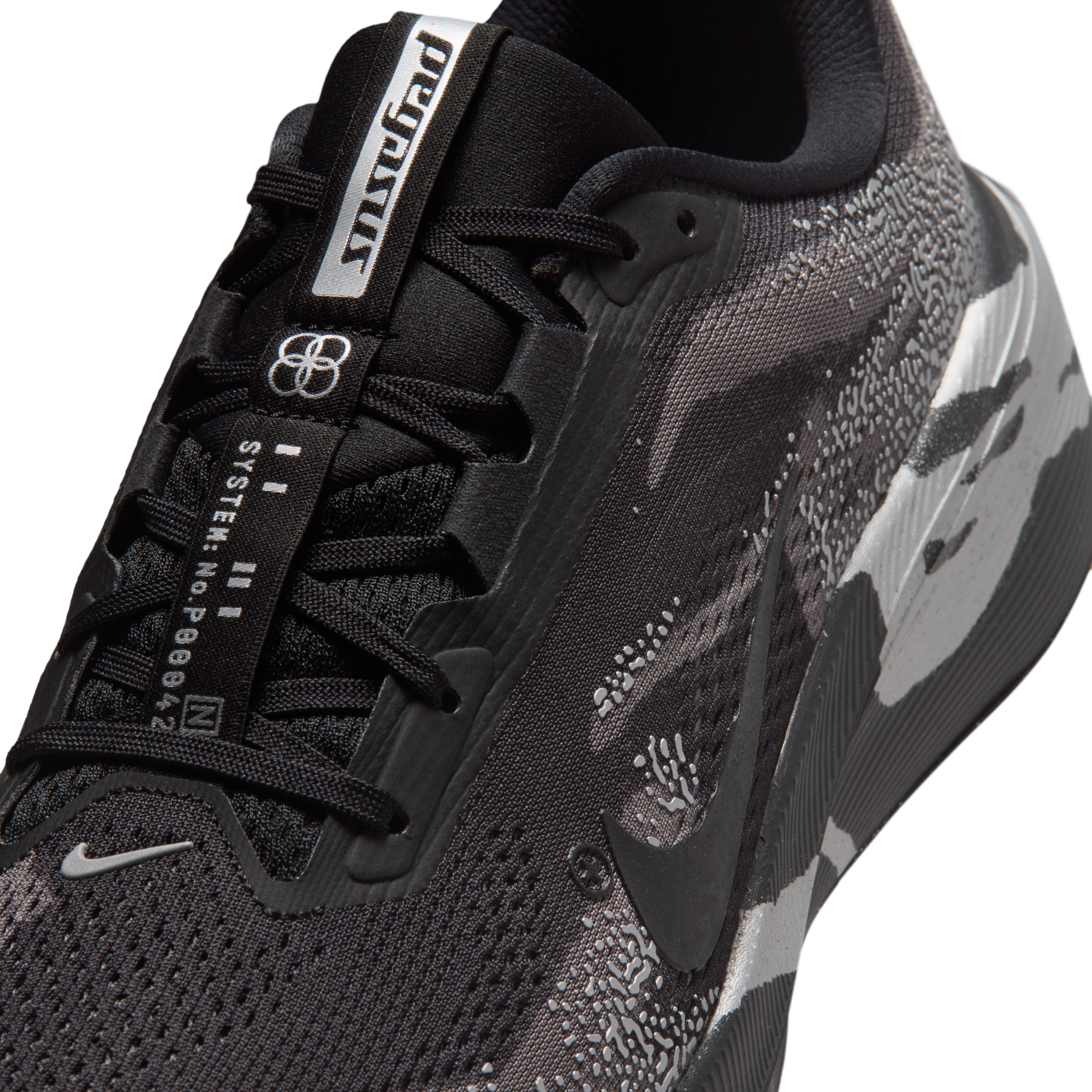 Nike Pegasus 42 Men's Road Running Shoes — Black/Medium Ash/Metallic Silver/Black — Regular