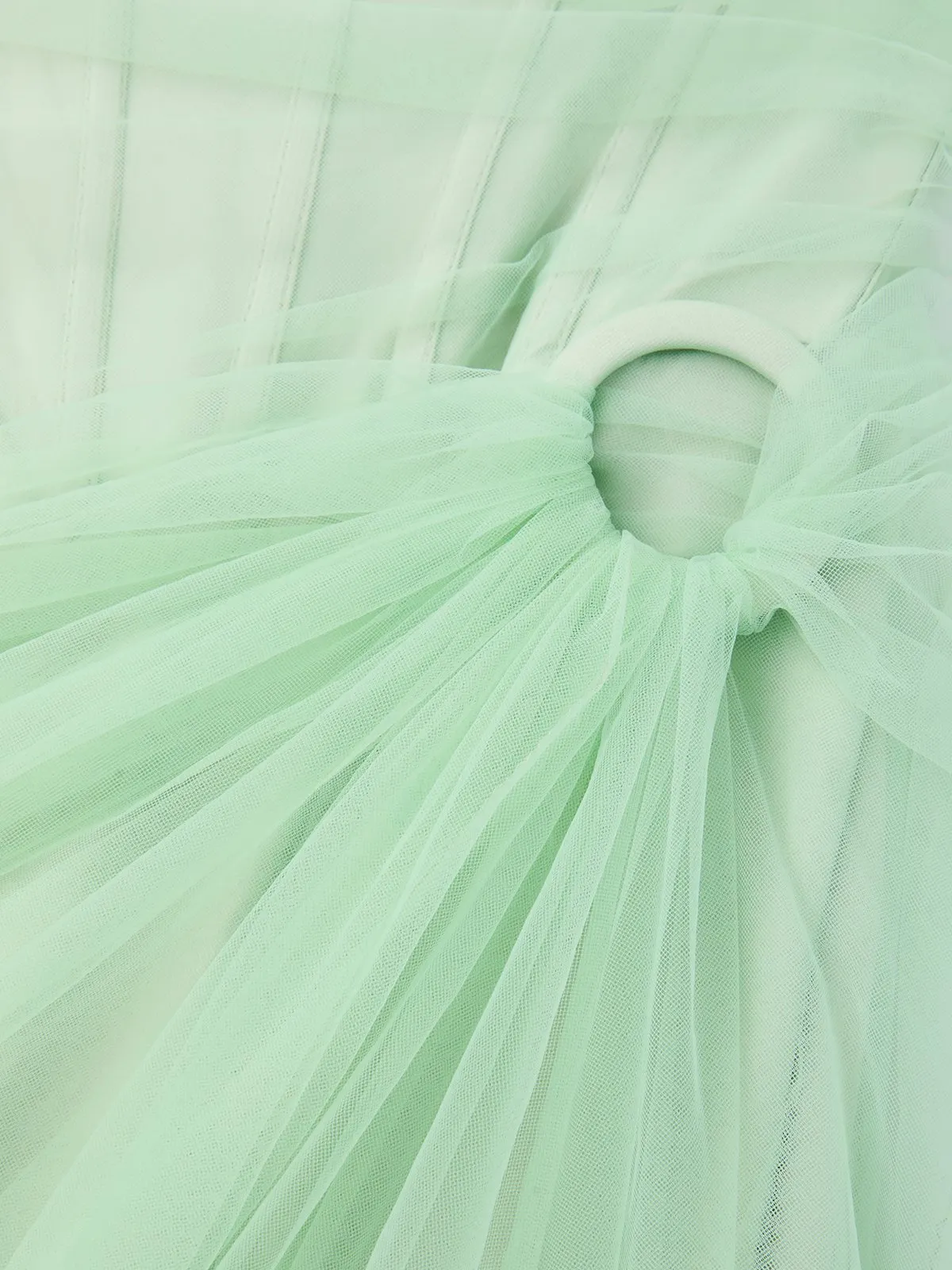 Green Chiffon One Shoulder Sleeveless Corset Sheath Floor-length Gown Dress