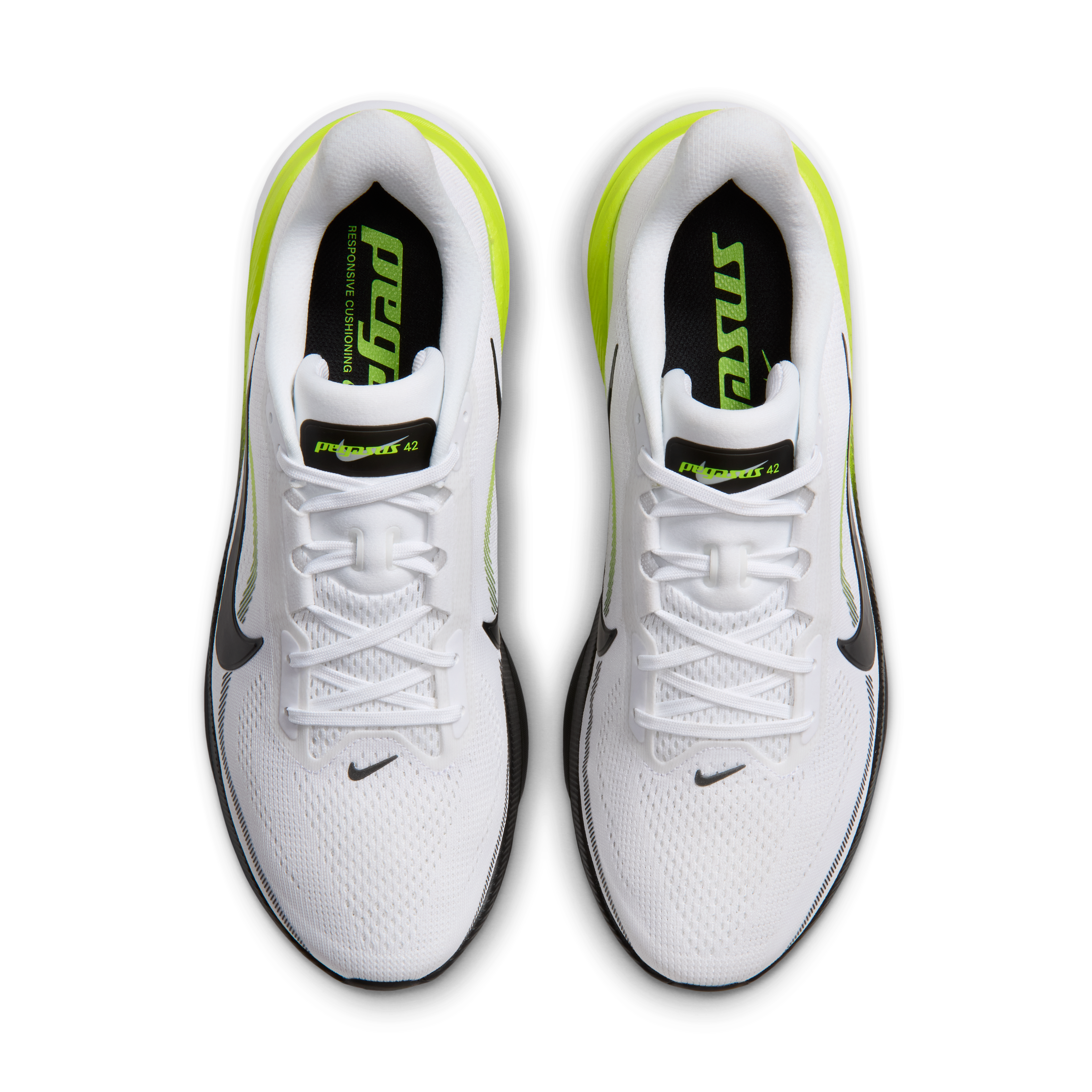 Nike Pegasus 42 Men's Road Running Shoes — White/Lemon Venom/White/Black — Regular