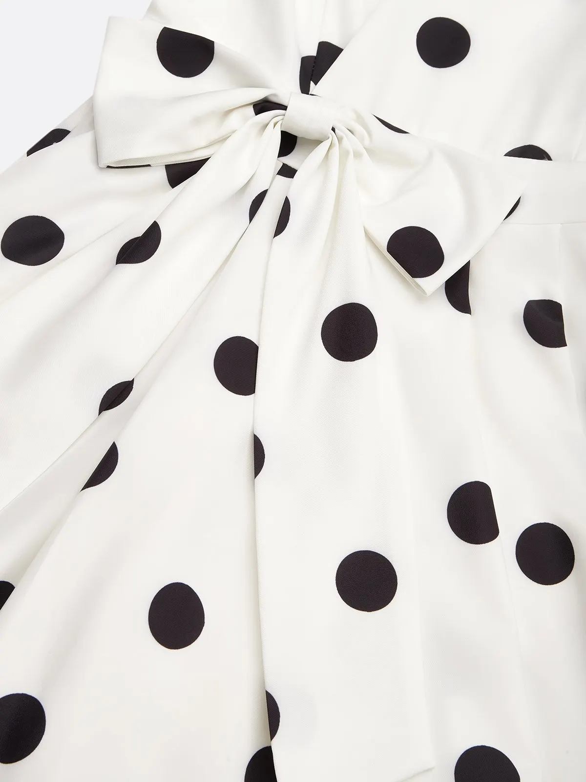White Polka Dots V Neck Sleeveless A-Line Midi Dress