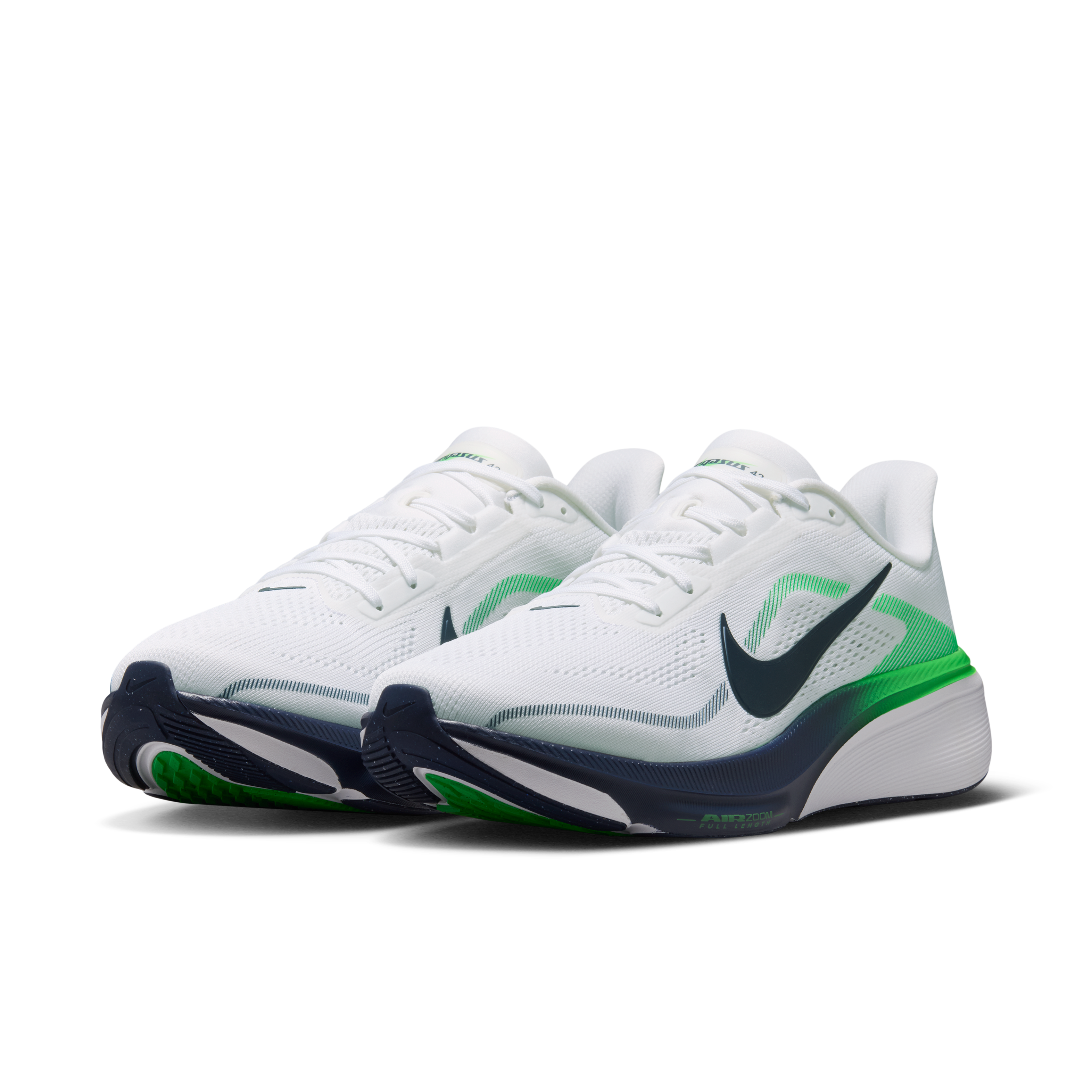 Nike Pegasus 42 Men's Road Running Shoes — White/Green Spark/Midnight Navy — Regular