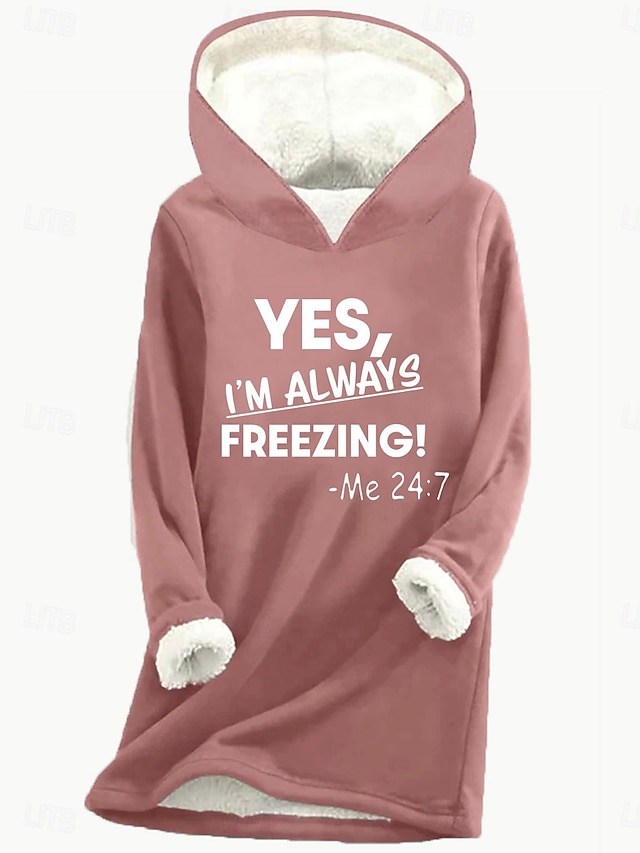 Women's Hoodie Sweatshirt Letter Street Dailywear Print Casual Comfrt Hoodie Long Sleeve Micro-elastic Fall Winter Fall & Winter Comfrt Breathable Soft Fabric - Dark Pink