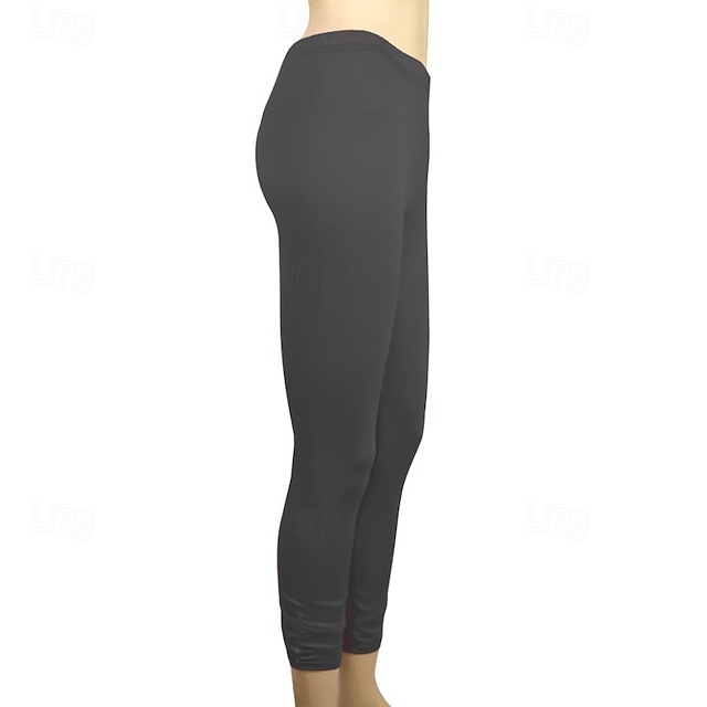 Women's Pants Trousers Leggings Cozy Leggings Streetwear Casual Full Length Natural Plain Elastic Waist Comfy Outdoor Comfortable Outdoor Athleisure Holiday Magenta Dark Grey Lake blue Wine Fall - Black
