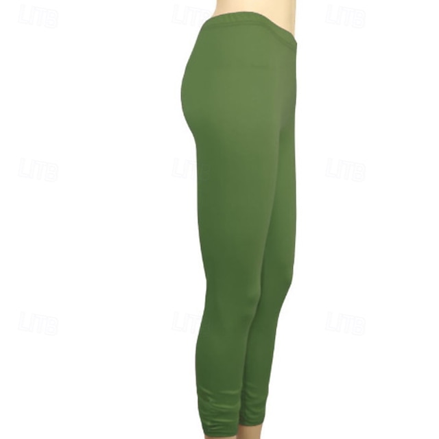 Women's Pants Trousers Leggings Cozy Leggings Streetwear Casual Full Length Natural Plain Elastic Waist Comfy Outdoor Comfortable Outdoor Athleisure Holiday Magenta Dark Grey Lake blue Wine Fall - Army Green