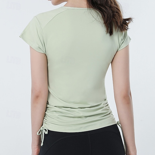 Women's Solid Colored Workout Tee Workout Tops Elastic Sweat-Wicking Breathable Tennis Pickleball Yoga Crew Neck Top White Pink Blue Tennis Clothing - White