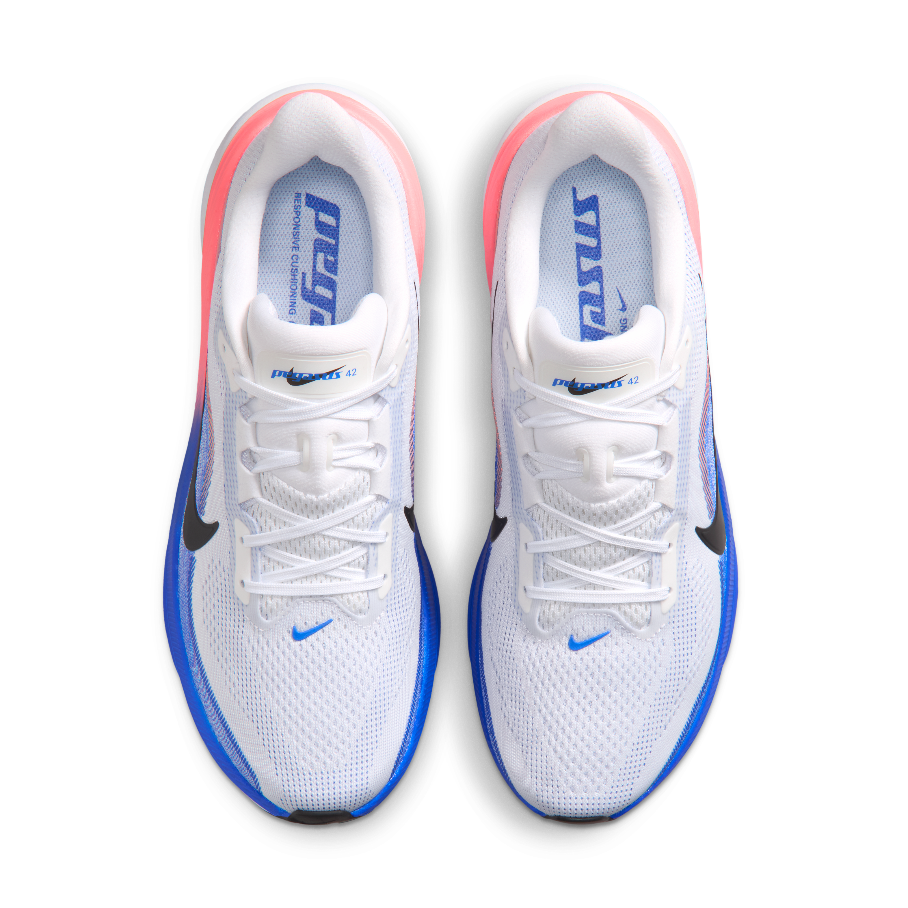 Nike Pegasus 42 Men's Road Running Shoes — White/Racer Blue/Atomic Pink/Black — Regular