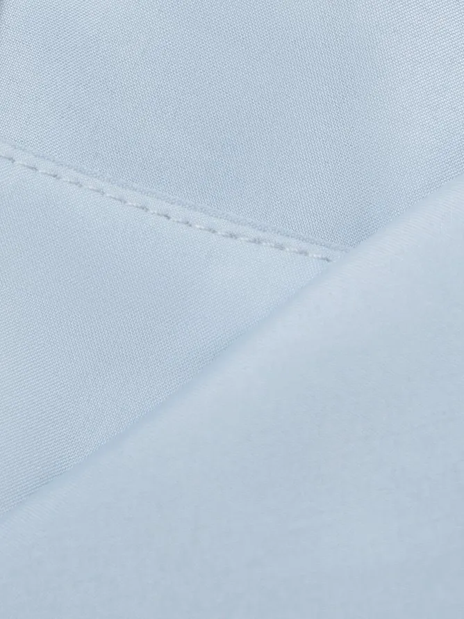 Light Blue Ruched Cotton Boat Neck Half Sleeve Sheath Midi Dress