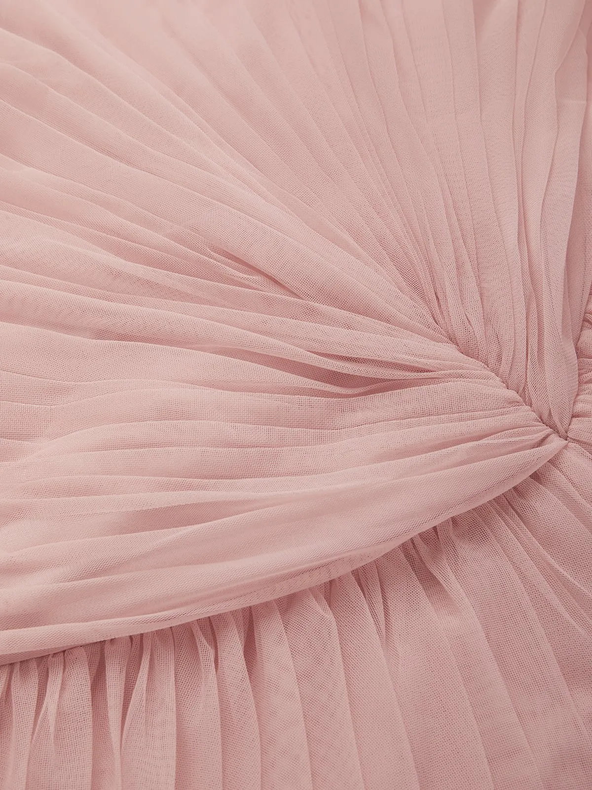 Pink Folds Tulle Spaghetti Sleeveless Mermaid Gown Dress