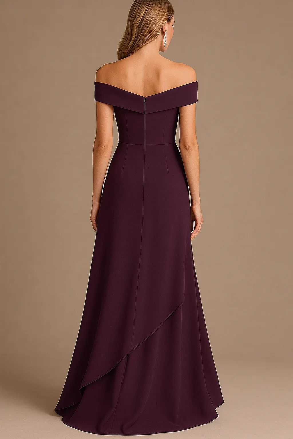 Formal Evening Dress Purple Off Shoulder Ruffle Maxi Dress