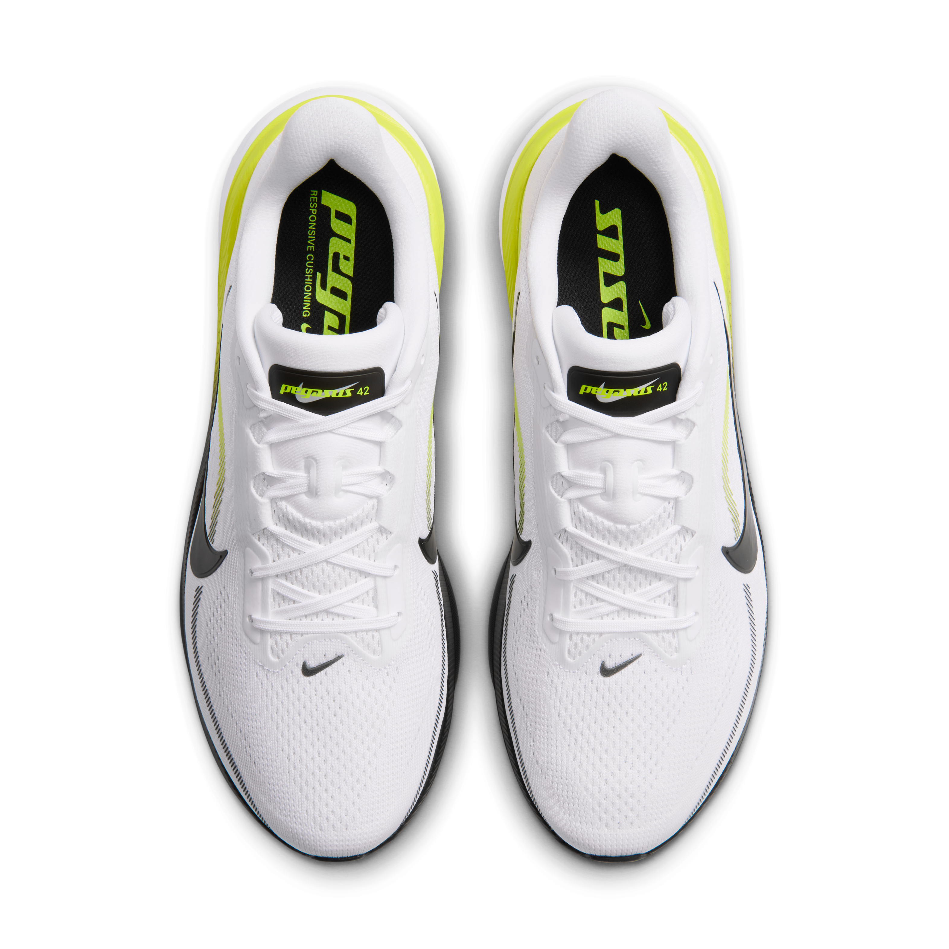 Nike Pegasus 42 Men's Road Running Shoes (Wide) — White/Lemon Venom/White/Black — Wide
