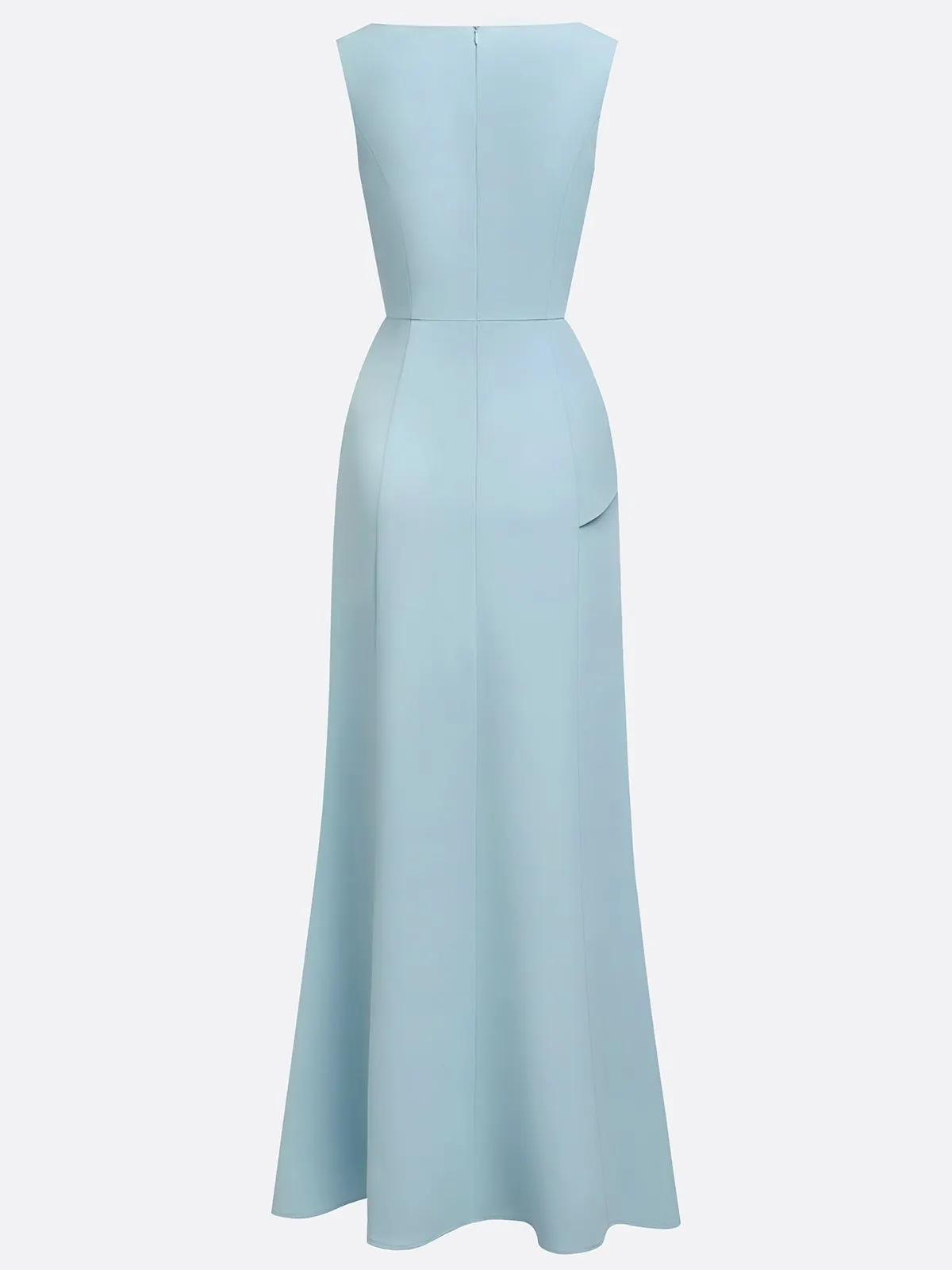 Light Blue Peplum Floral Appliqué Maxi Mother of the Bride Dress