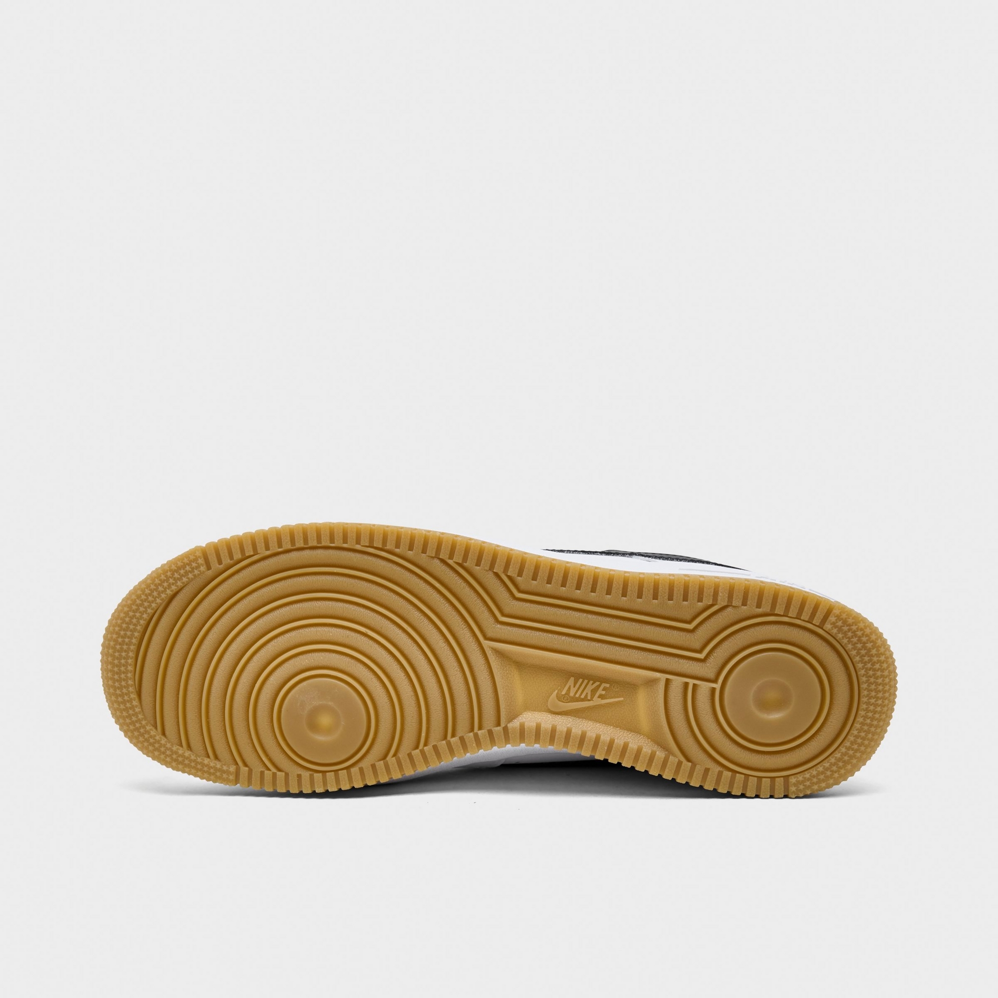 Men's Nike Air Force 1 '07 Casual Shoes — White/Gum Light Brown/Black — Bottom view