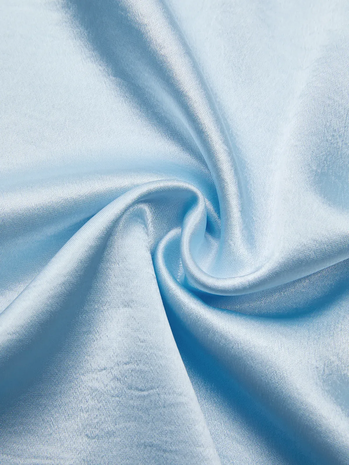 Light Blue Ruched Satin Cowl Neck Sleeveless Mermaid Gown Dress