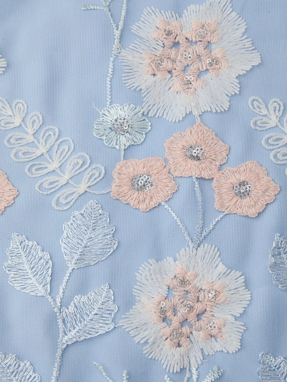 Light Blue Floral Embroidered Lace Mother of the Bride Dress with Chiffon Cape Overlay