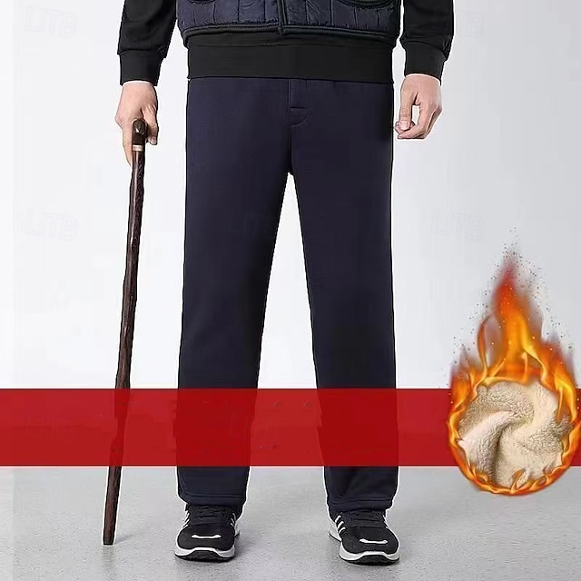 Women's Winter Sweatpants Shrepa Fleece Pants Thick with Pockets High Waist Bottoms Gym Athleisure Workout Fall & Winter Windproof Warm Gym Outdoor Running Regular Fit Sportswear Activewear Solid - Dark Blue