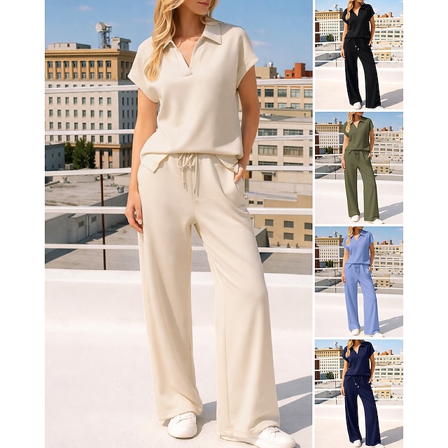 Women's Pullover Sweatsuit Sets 2 Piece Tracksuit Lounge Outfits Drawstring with Pocket Solid Colored Athletic Clothing Set Summer Spring Light Coffee Black Gym Workout Jogging Running Moisture - Apricot