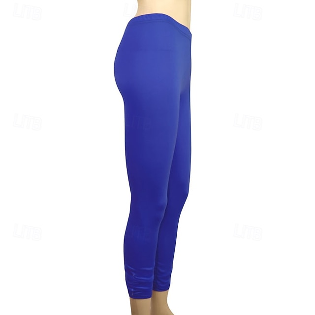 Women's Pants Trousers Leggings Cozy Leggings Streetwear Casual Full Length Natural Plain Elastic Waist Comfy Outdoor Comfortable Outdoor Athleisure Holiday Magenta Dark Grey Lake blue Wine Fall - Royal Blue