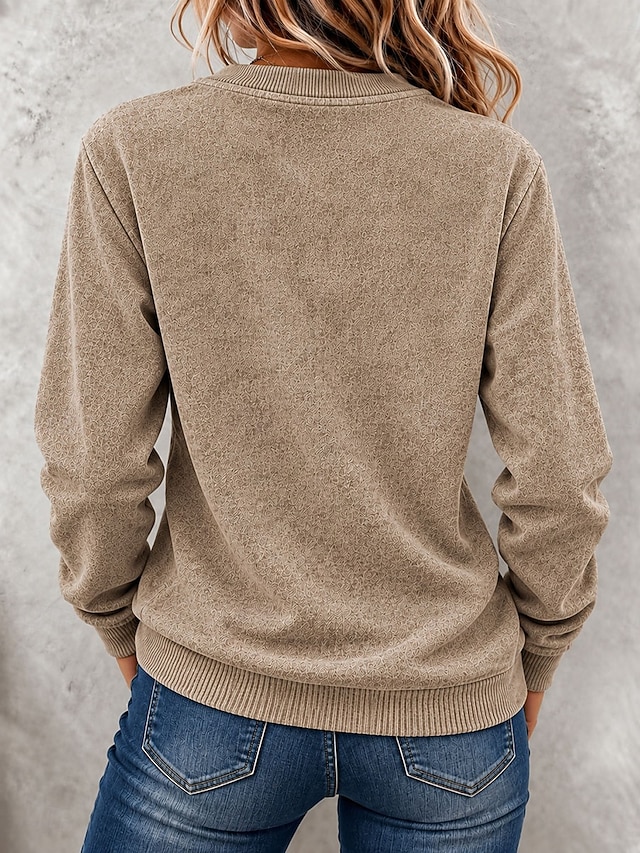 Women's Quarter-zip Sweatshirt Denim Hoodie Denim Shirt Cotton Patchwork Plain Vintage Fashion Stylish Long Sleeve Lapel Regular Tops Casual Beach Blue Khaki Green Spring Fall Winter - Khaki