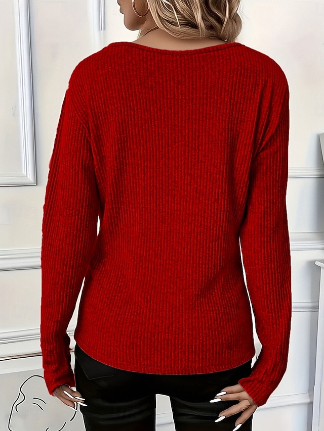 Women's Blouse Texture Quarter Zip Vintage Long Sleeve Crew Neck Casual claret Deep Pink Black Navy Blue Light Grey Fall - claret