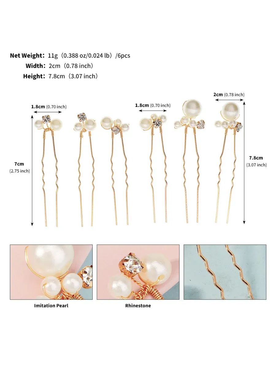 Simple Pearl And Rhinestone Hairpins For Brides Perfect For Wedding Banquets Braided Hair Accessories And U-shaped Hair Forks