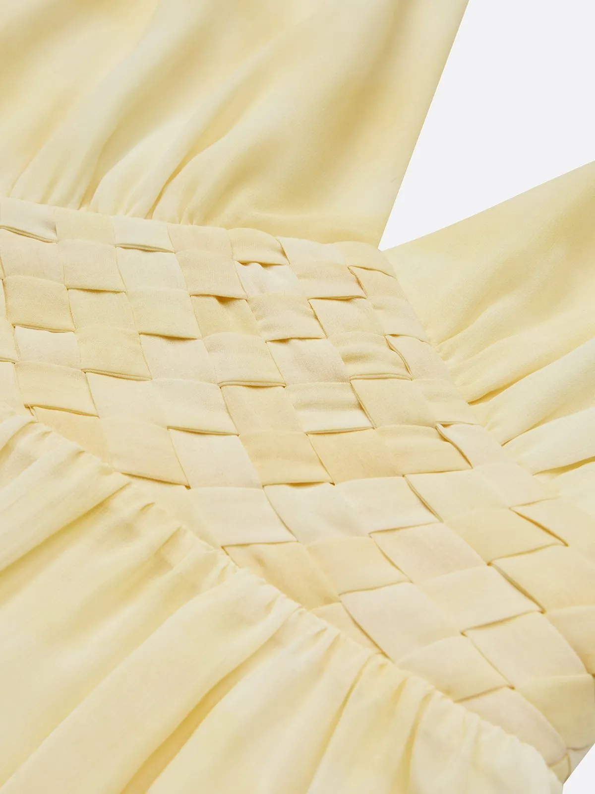 Yellow Woven Chiffon V Neck Sleeveless A-Line Maxi Dress