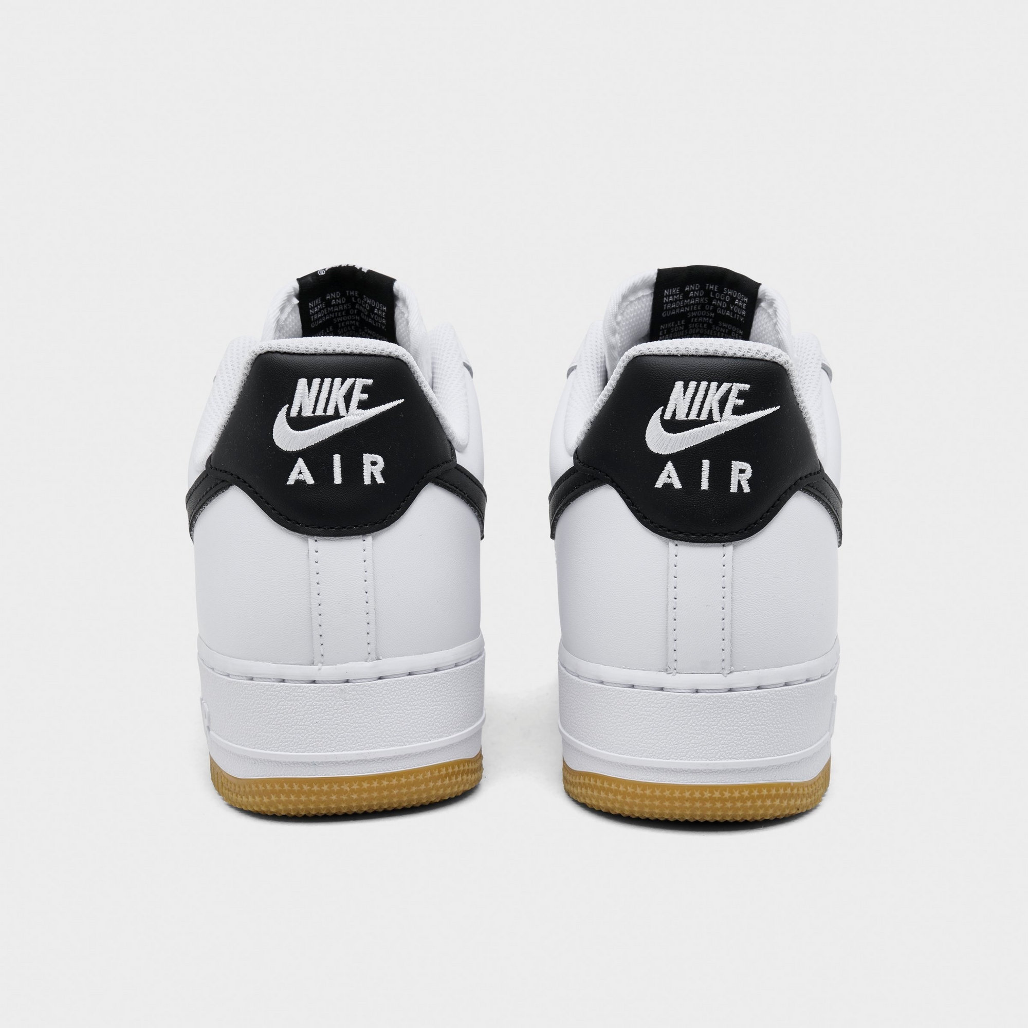 Men's Nike Air Force 1 '07 Casual Shoes — White/Gum Light Brown/Black — Back view